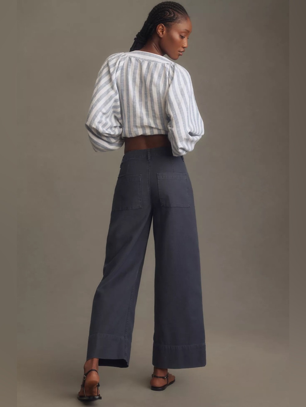 NWT Frame The 70s Cotton-Canvas Wide-Leg Pants, Size 33 - Picture 3 of 13
